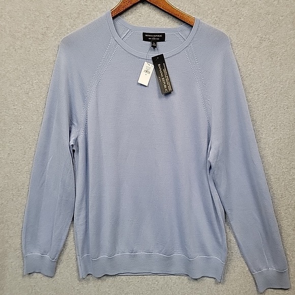 Banana Republic Other - NWT Banana Republic Men's Fine 100% Merino Wool Sweater Light Blue LS Sz XL
